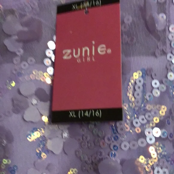 NWT Zunie Girl Occasion Dress Purple Sequin 100% Polyester Lightweight Material - Picture 7 of 7